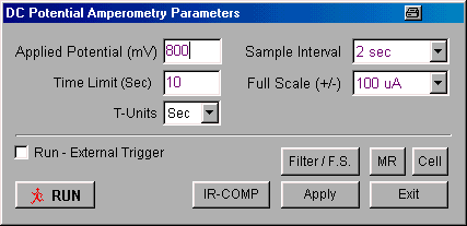 DCA Change Parameter dialog box